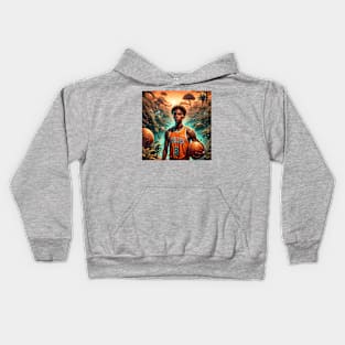 A basketball player animation Kids Hoodie